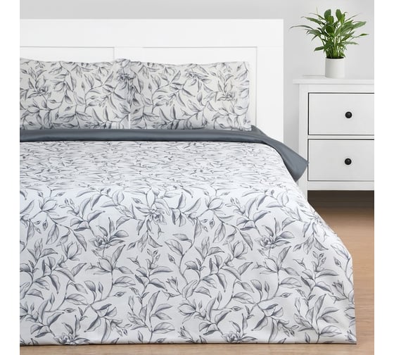Комплект постельного белья Этель 1.5 спальный, Magnolia 143x215 см, 150x214 см, 50x70 см - 2 шт., мако-сатин 114 г/м2 9355452 1