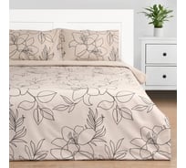 Комплект постельного белья Этель 2 спальный, Graphic flowers 175x215 см, 200x220 см, 50x70 см - 2 шт., мако-сатин 114 г/м2 9355445