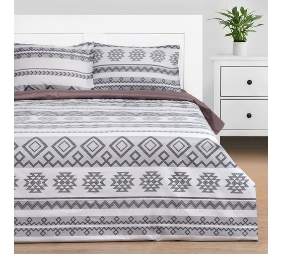 Комплект постельного белья Этель евро Сканди 200x215 см, 225x240 см, 50x70± 3 см - 2 шт., новосатин 9490277 1