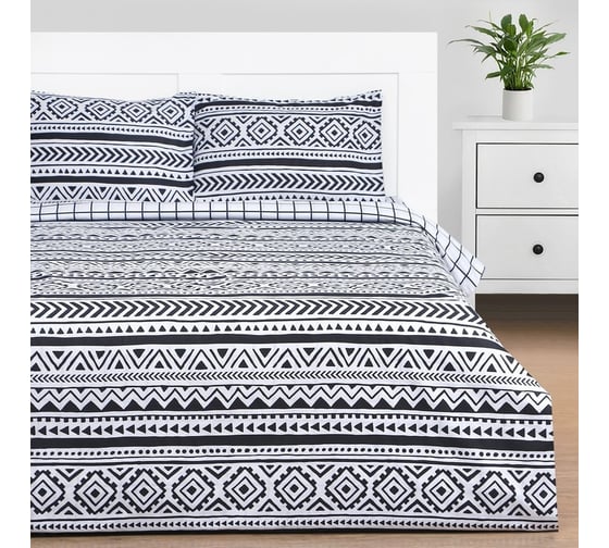 Комплект постельного белья Этель евро Этника 200x215 см, 225x240 см, 50x70± 3 см - 2 шт., новосатин 9490282 1