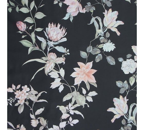 Комплект постельного белья Этель 1.5 спальный, Black flowers, 143x215 см, 150x214 см, 50x70 см - 2 шт., мако-сатин 114 г/м2 9947012