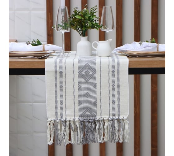 Дорожка Этель Grey pattern 32x170 см, 50% хлопок, 50% лен 10150839