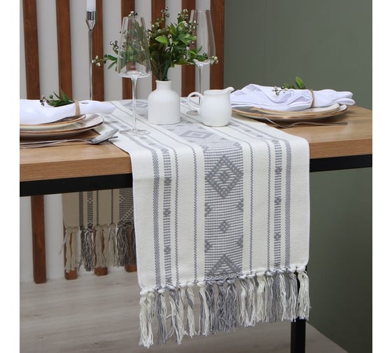 Дорожка Этель Grey pattern 32x170 см, 50% хлопок, 50% лен 10150839