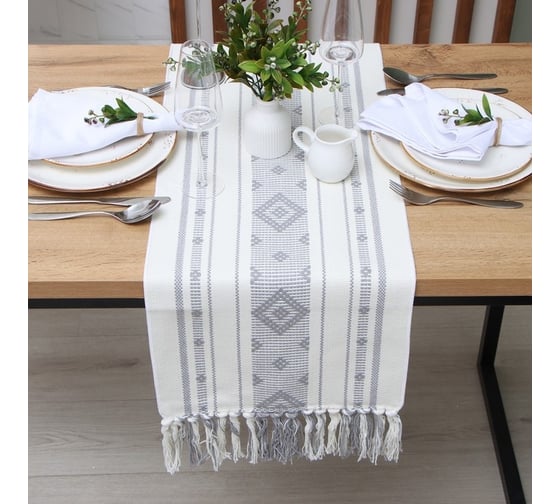 Дорожка Этель Grey pattern 32x170 см, 50% хлопок, 50% лен 10150839