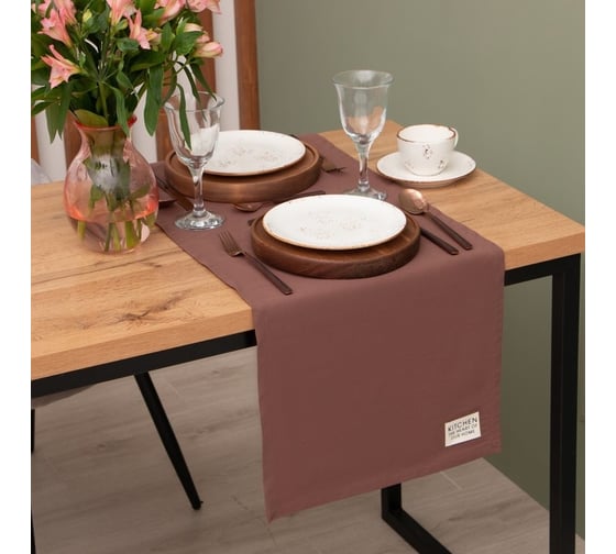 Дорожка на стол Этель Kitchen 40x150 см, коричневый, 100% хлопок, саржа 220 г/м2 7866011
