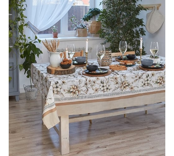 Скатерть Этель Floral mood 220x147 см, 100 % хлопок, репс 210 гр/м2 4645823