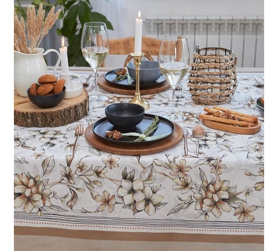 Скатерть Этель Floral mood 220x147 см, 100 % хлопок, репс 210 гр/м2 4645823