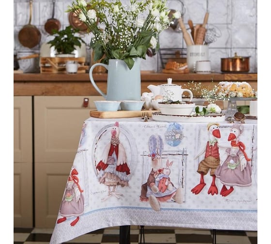 Скатерть Этель Пасхальные Тильды 180x147 см, 100% хлопок, саржа 190 гр/м2 4682718 1