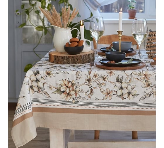 Скатерть Этель Floral mood 180x147 см, 100 % хлопок, репс 210 гр/м2 4645824 1