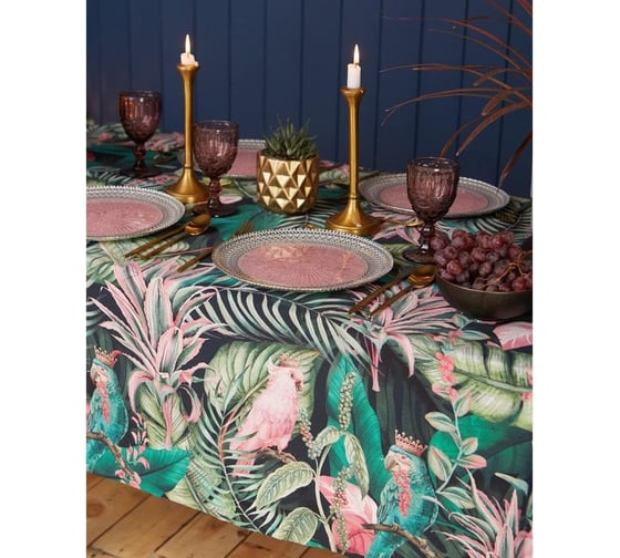 Скатерть Этель Tropical parrots 149x110 см, 100% хлопок, саржа 190 г/м2 5376685