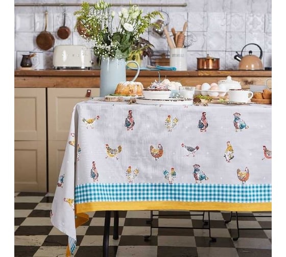 Скатерть Этель Chicken Ranch 110x147 см, 100% хлопок, репс 210 г/м2 4645885 1