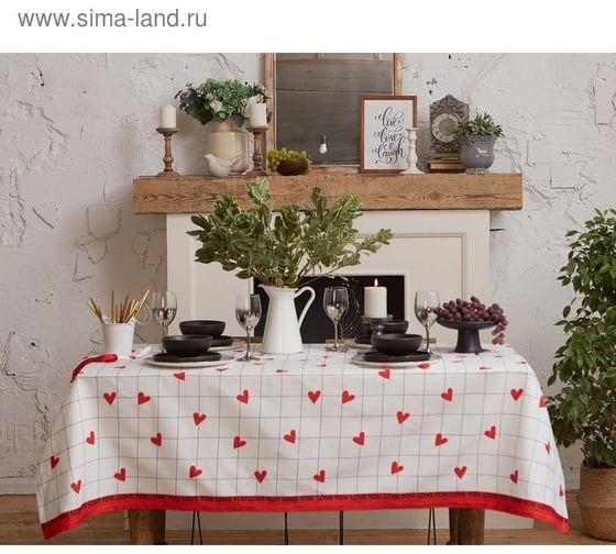 Скатерть Этель Love is 149x110 см, 100% хлопок, саржа 190 г/м2 5376668
