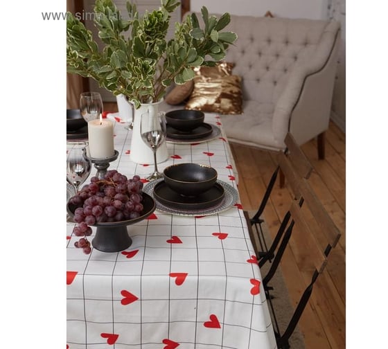 Скатерть Этель Love is 149x110 см, 100% хлопок, саржа 190 г/м2 5376668