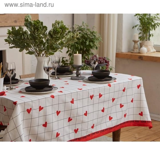 Скатерть Этель Love is 149x110 см, 100% хлопок, саржа 190 г/м2 5376668