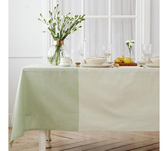 Скатерть Этель 240x165 см, мятный, 100% хлопок, 163 г/м2 6582134 1