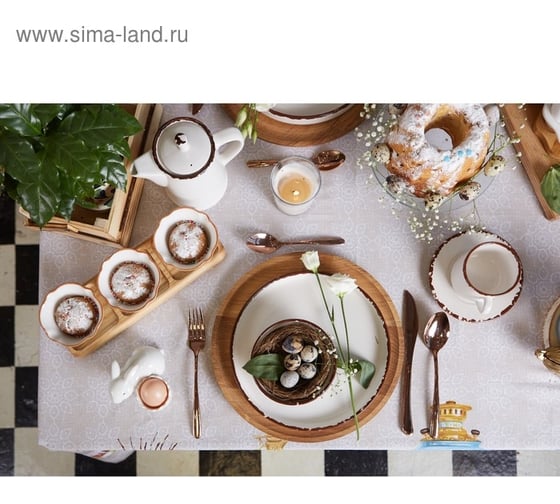 Скатерть Этель Пасхальные куличи 110x147 см, 100% хлопок, саржа 190 гр/м2 4778294