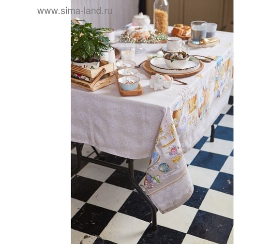 Скатерть Этель Пасхальные куличи 110x147 см, 100% хлопок, саржа 190 гр/м2 4778294