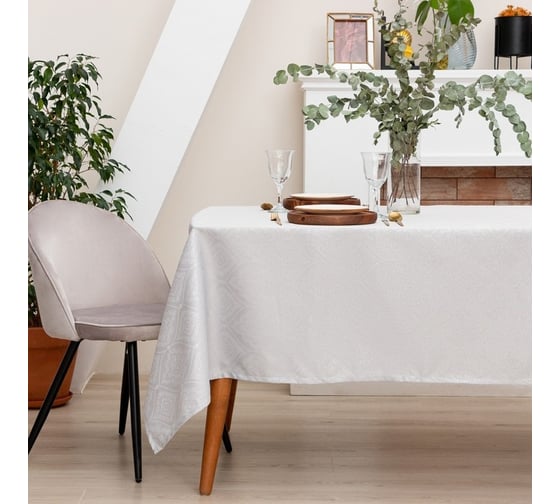 Скатерть Этель Винтаж серебро, 142x110 +/-3 см, 115 ±10 гр, 100% п/э 7097394 1