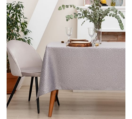 Скатерть Этель Grey серый, 142x180 +/-3 см, 115 ±10 гр,100% п/э 7097391