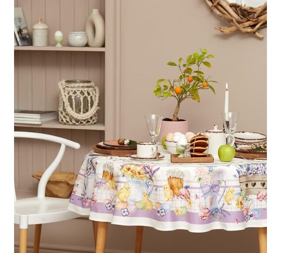 Скатерть Этель Spring easter d=149  см +/-3 см, 100% хлопок, саржа 190 гр/м2 6260669