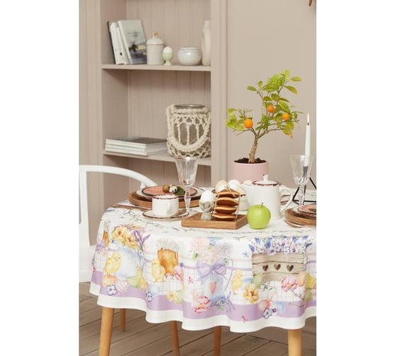 Скатерть Этель Spring easter d=149  см +/-3 см, 100% хлопок, саржа 190 гр/м2 6260669