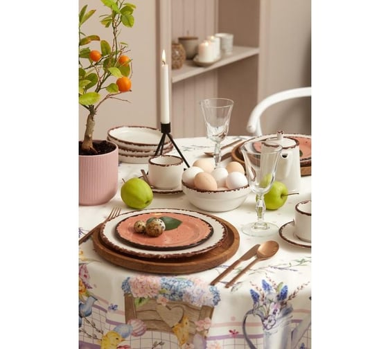 Скатерть Этель Spring easter d=149  см +/-3 см, 100% хлопок, саржа 190 гр/м2 6260669