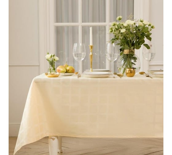 Скатерть Этель Geometry 150x220 +/-3 см, молочный, 192 г/м2, хлопок с ВГМО 6974079 1