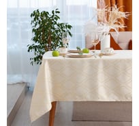 Скатерть Этель Ажур бежевый, 142x283 +/-3 см, 115 ±10 гр, 100% п/э 7097377
