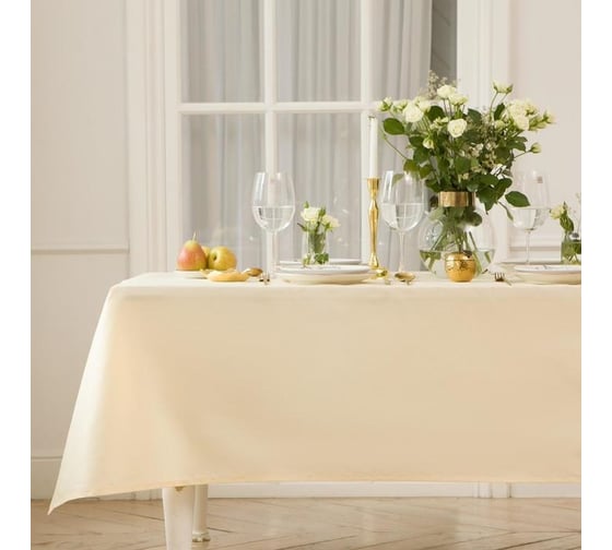 Скатерть Этель Elegance 150x180 +/-3 см, молочный, 192 г/м2, хлопок с ВГМО 6974173 1