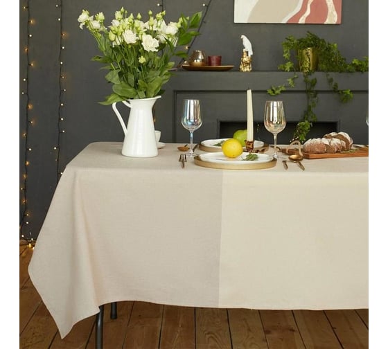 Скатерть Этель 110x165 см, кофейный, 100% хлопок, 163 г/м2 6582121 1