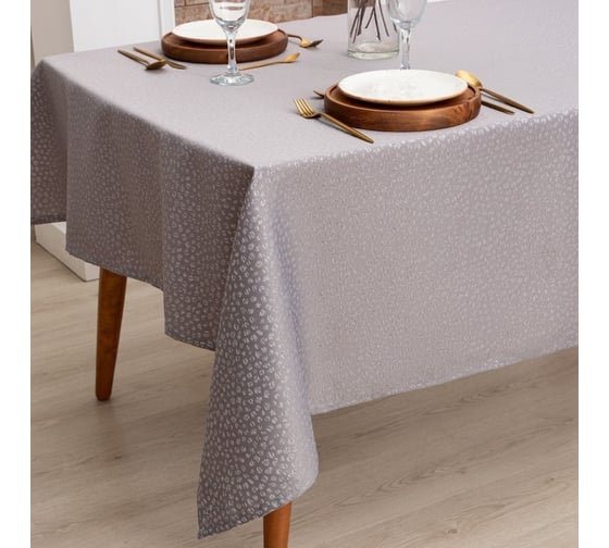 Скатерть Этель Grey серый, 142x220 +/-3 см, 115 ±10 гр,100% 7097392