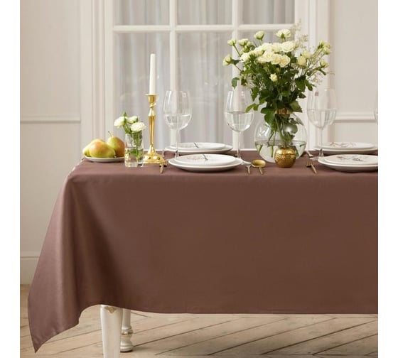 Скатерть Этель Cozy 150x180 +/-3 см, кофейный, 192 г/м2, хлопок с ВГМО 6974158