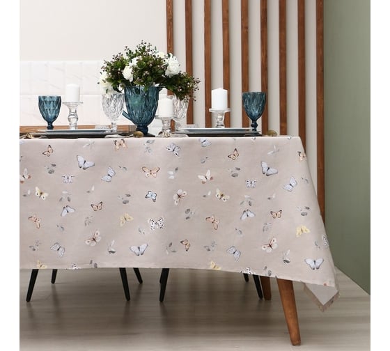 Скатерть Этель Butterflies 146x180 см, 100% хлопок, рогожка 186 г/м2 9590600 1