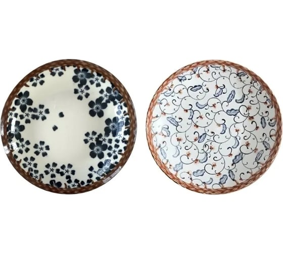 Набор тарелок Homium Kitchen, Japanese Collection, Очарование, 2шт, D20см (коричневый обод) plategzhelDUET0102