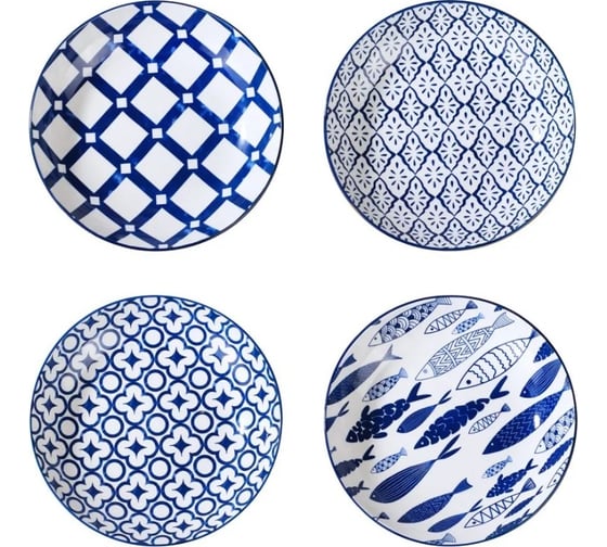 Набор тарелок Homium Kitchen, Japanese Collection, Очарование, 4шт, цвет голубой, D20см 371594charm