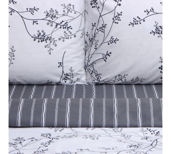 Комплект постельного белья LoveLife 1.5-спальное, Веточки 143x215 см, 150x225 см, 50x70 см-2 шт, 100% хлопок, сатин, 125г/м² 9861613
