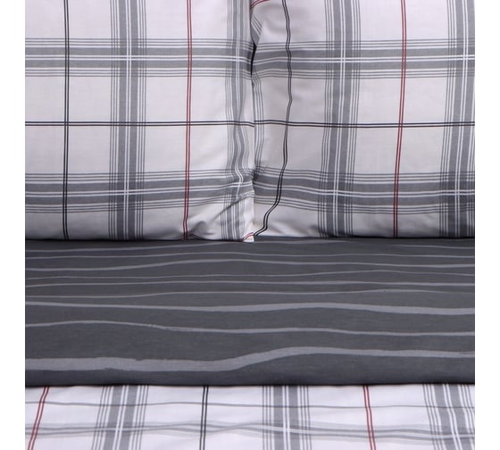 Комплект постельного белья LoveLife 2-спальное, Серая клетка 175x215 см, 200x225 см, 50x70 см-2 шт, 100% хлопок, сатин, 125г/м 9861644