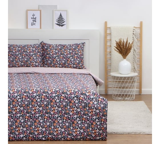 Комплект постельного белья LoveLife евро, Цветочное поле 200x217 см, 225x240 см, 50x70 см-2 шт, 100% хлопок, сатин 125г/м 9861629