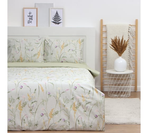 Комплект постельного белья LoveLife евро, Ирисы 200x217 см, 225x240 см, 50x70 см-2 шт, 100% хлопок, сатин, 125г/м² 9861619