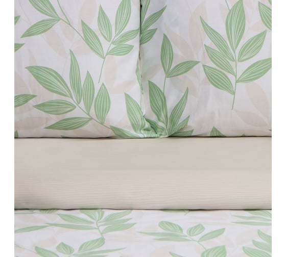Комплект постельного белья LoveLife евро, Листики 200x217 см, 225x240 см, 50x70 см-2 шт, 100% хлопок, сатин, 125г/м² 9861668