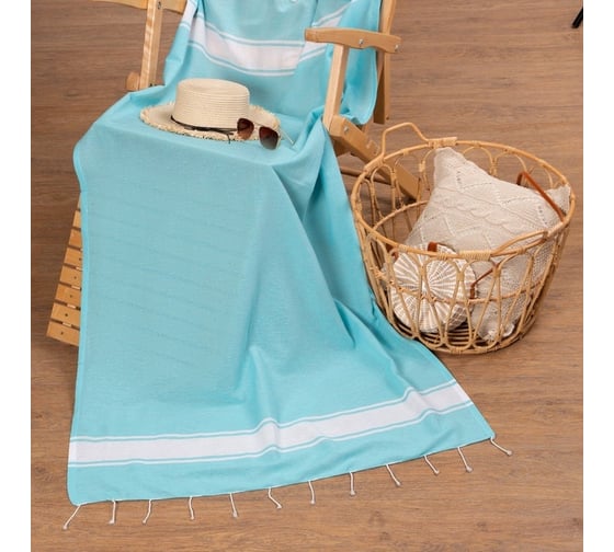 Полотенце для ванны LoveLife Пештемаль Love Life Cotton Foutah 90x170 см, 220 г/м, 80% хлопок, 20% п/э, голубой 73643 7364333 1