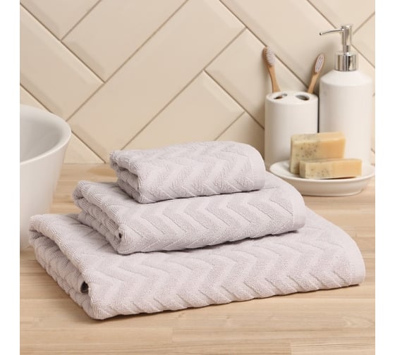 Полотенце махровое LoveLife Zig-Zag 70x130 см, пыльно-лавандовый, 100% хлопок, 450 гр/м2 9097532