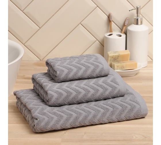 Полотенце махровое LoveLife Zig-Zag 50x90 см, серый, 100% хлопок, 450 гр/м2 9097552