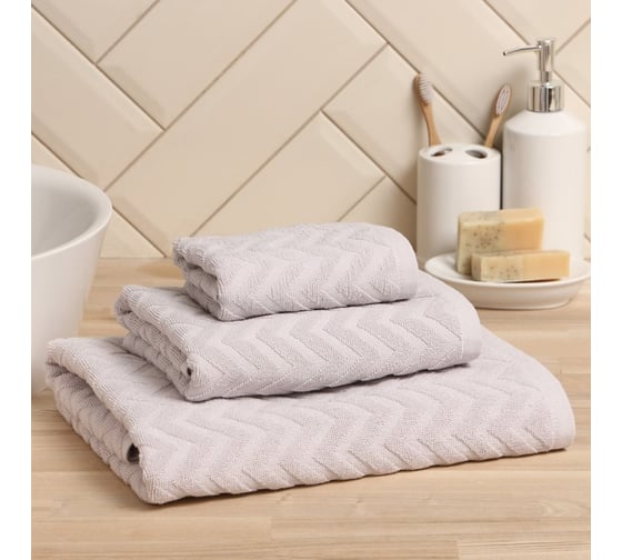 Полотенце махровое LoveLife Zig-Zag 30x60 см, пыльно-лавандовый, 100% хлопок, 450 гр/м2 9097556