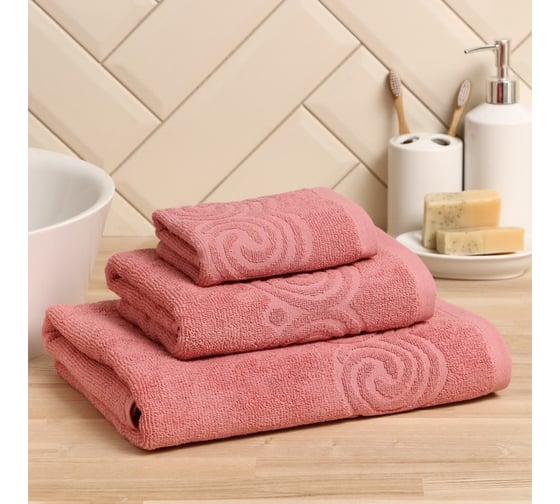 Полотенце махровое LoveLife Love Life Border 70x130 см, пыльно-розовый, 100% хлопок, 380 гр/м2 9097567