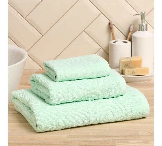 Полотенце махровое LoveLife Love Life Border 70x130 см, мятный, 100% хлопок, 380 гр/м2 9097592