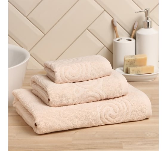 Полотенце махровое LoveLife Love Life Border 70x130 см, бежевый, 100% хлопок, 380 гр/м2 9097561