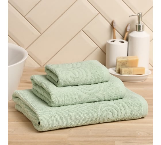 Полотенце махровое LoveLife Love Life Border 70x130 см, оливковый, 100% хлопок, 380 гр/м2 9097564