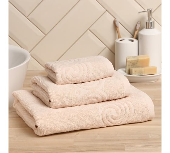 Полотенце махровое LoveLife Love Life Border 50x90 см, бежевый, 100% хлопок, 380 гр/м2 9097595