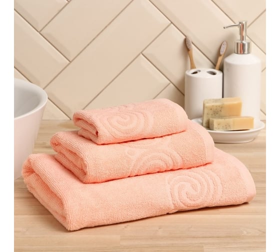 Полотенце махровое LoveLife Love Life Border 50x90 см, персиковый, 100% хлопок, 380 гр/м2 9097604